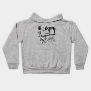 fossil, Proof that dinosaurs were alive a long time ago, dinosaur, an ammonite, a trilobite Kids Hoodie